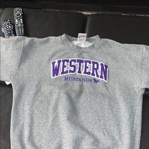 Unisex Grey Western Mustangs Crew Neck